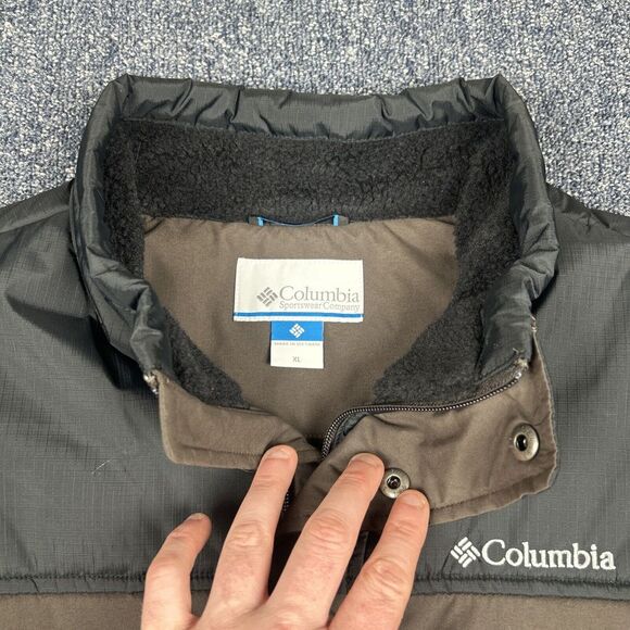 Columbia Vest Men XL Black Gray Puffer Jacket Water Resistant Thermal $120 MSRP - Picture 7 of 12
